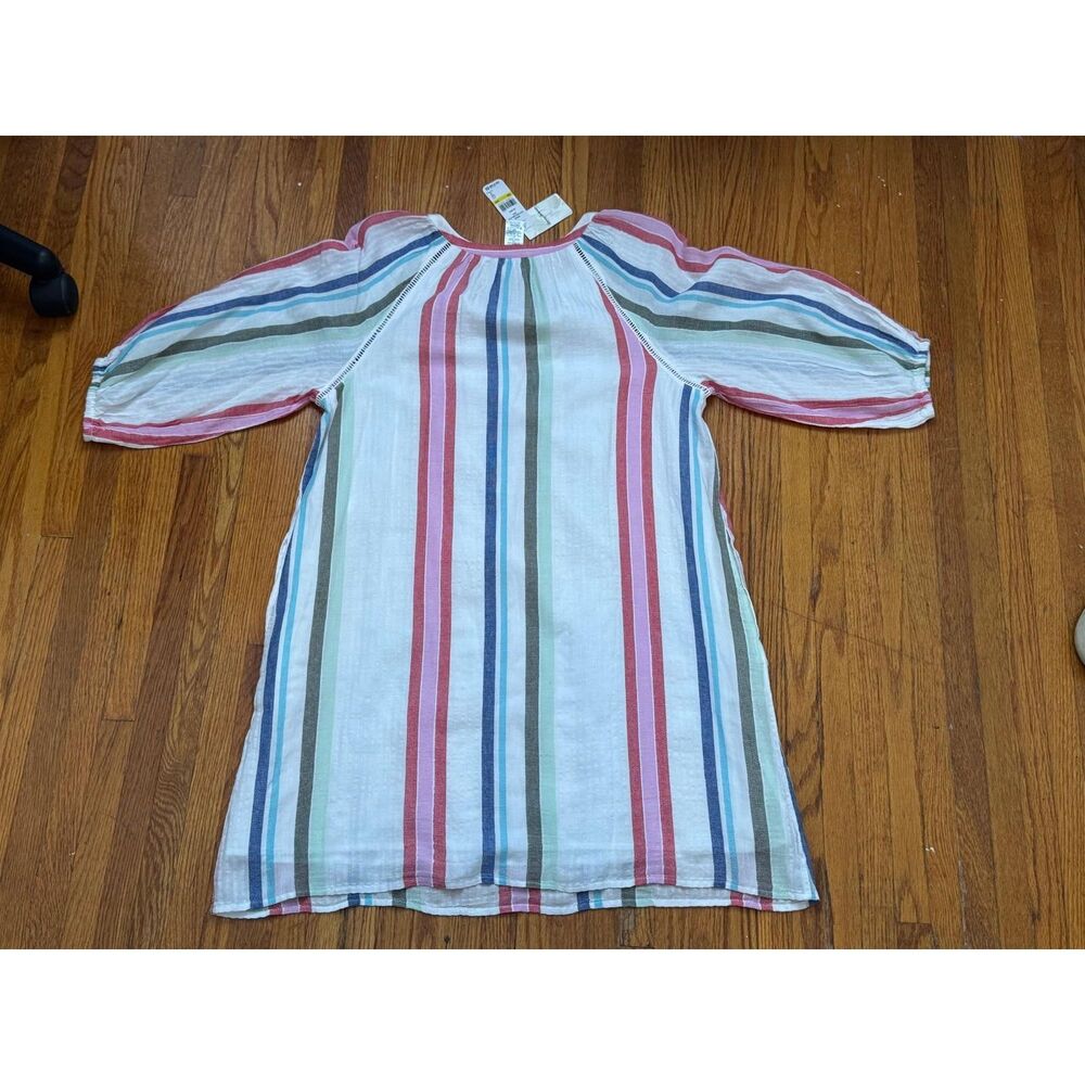 Tommy Bahama Women's Medium Multi Stripe Dobby Split Neck Dress NWT